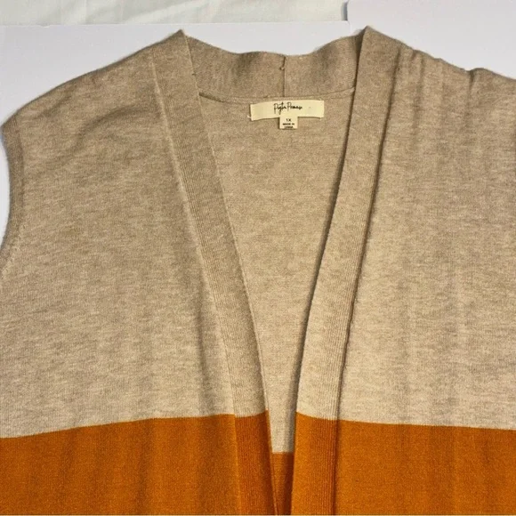 Peyton Primrose ColorBlock Sleeveless Cardigan Sweater Vest 1x - Picture 2 of 5